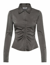 Long-sleeved Fitted Satin Shirt Weekday Green
