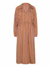 Elasticated Midi Dress, 2249 Stripe Stine Goya Brown