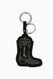 Western Boot Keyring Velvet Moire B3010060 - Black - Ganni - Sort One Size