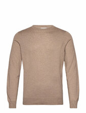 Man Fine Knit O-neck Sweater Davida Cashmere Beige