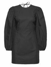Cotton Poplin Open Back Mini Dress Ganni Black