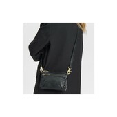 Crossover / Clutch Af Lammeskind Sort M/ Guldfarvet Lynlås - Depeche