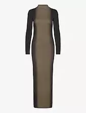 Graffiti Long Jersey Dress - Lykka Rabens Sal R Khaki