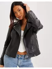 Pieces Pcsusse Leather Jacket Noos Skindjakker Black