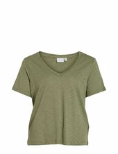 Vinova V-neck S/s Top-noos Vila Khaki
