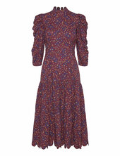 Printed Maxi Dress With Waist Focus Stella Nova Burgundy