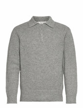 Slhcody Ls Knit Relaxed Half Zip Polo Selected Grey