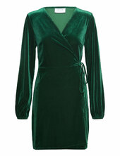 Vikatja L/s Short Velvet Wrap Dress/ka Vila Green