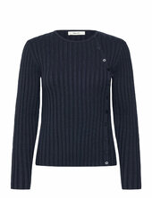 Slfhelen Ls Knit Button O-neck Top Selected Navy