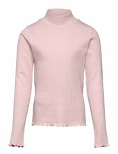 Ribbed High Neck T-shirt Mango Pink