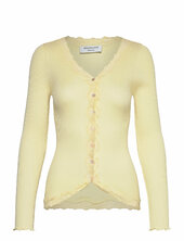 Rwbabette Silk Ls V-neck Lace Cardi Rosemunde Yellow