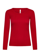 Top Ls Crew Rib Cotton Hunkemöller Red