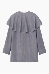 Wool Stripe Circle Collar Mini Dress W0994 - Pewter - Ganni - Stribet S