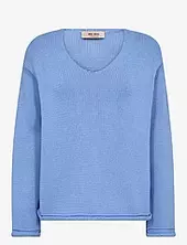 Mmbine Ls V-neck Knit Mos Mosh Blue