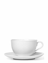 Rhombe Tea Cup With Matching Saucer 39 Cl White Lyngby Porcelæn White