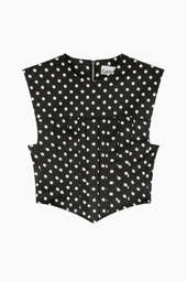 Printed Double Satin Corset Top A1040078 - Black - Ganni - Mønstret L