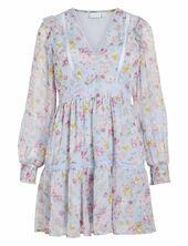 Viroman New V-neck L/s Short Dress/dc/ka Vila Blue