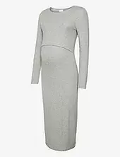 Mlbrynna June Ls Jrs Midi Dress 2f Noos Mamalicious Grey