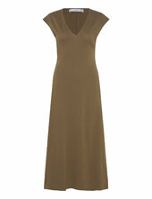 V-neck Cotton Dress Mango Green