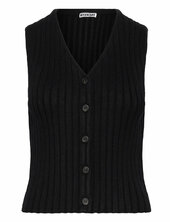 Rib-knitted V-neck Vest Weekday Black