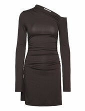 Gathered Mini Long Sleeve Dress Weekday Brown
