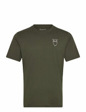 Alder Owl Chest Print Tee - Gots/ve Knowledge Cotton Apparel Green