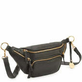 Style Norma I Sort M. Guld. Vidunderlig Stor Bumbag I Læder M. Masser Af Rum. Rolls-royce Modellen Indenfor Bumbags