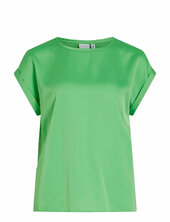 Viellette S/s Satin Top - Noos Vila Green