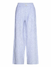 Striped Linen-blend Trousers Mango Blue