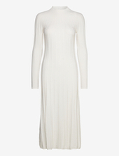 Perkins-neck Ribbed Dress Mango Cream