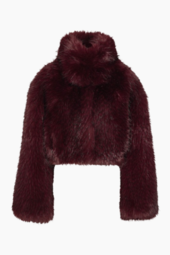 Faux Fur Crop Jacket - Zinfandel - Rotate - Bordeaux Xxs/xs