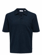 Onsgeorge Reg 12 Linen Ss Polo Knit Only & Sons Navy
