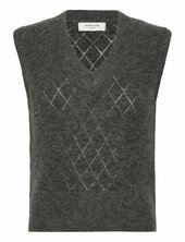 Rwaida Alpaca Sl V-neck Vest Rosemunde Grey