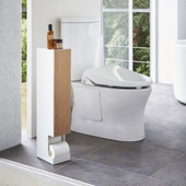 Yamazaki Toiletrulle Holder Rin - Hvid Og Træ