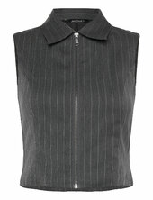 Sleeveless Twill Waistcoat Monki Grey
