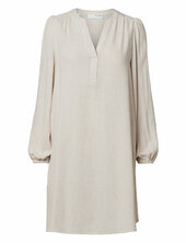 Slfviva Ls Short V-neck Dress Noos Selected Cream
