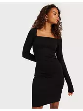 Vero Moda Vmgytte Ls Square Neck Short Dress Langærmede Kjoler Black
