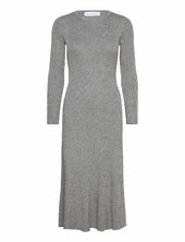 Slflura Lurex Ls Knit Dress Selected Grey