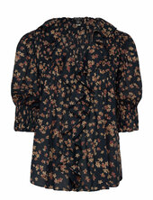 Floral Cotton Voile Puff-sleeve Blouse Lauren Ralph Lauren Navy