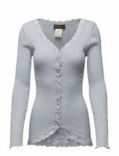 Rwbabette Silk Ls V-neck Lace Cardi Rosemunde Grey