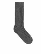Cashmere Rib Socks - Grey