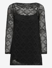 Geometric-pattern Openwork Dress Mango Black