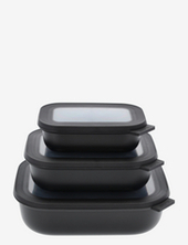 Rectangular Bowl Set W.lid Cirqula Low 3 Pcs Mepal Black