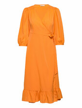 Onlolivia 3/4 Wrap Midi Dress Wvn Only Orange