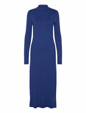Perkins-neck Knitted Dress Mango Blue