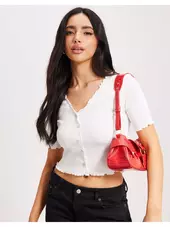 Only Onllaila S/s Button Top Jrs Noos Topper & T-shirts Cloud Dancer