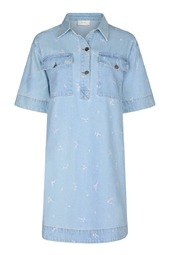 Neo Noir - Kjole - Saras Denim Emb Dress - Light Blue