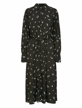 Slfwalda Ls Aop Midi Dress Selected Black