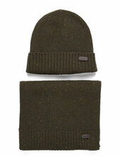 Barbour Car F Beanie/scarf Gift Set Barbour Khaki