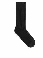 Cashmere Rib Socks - Black